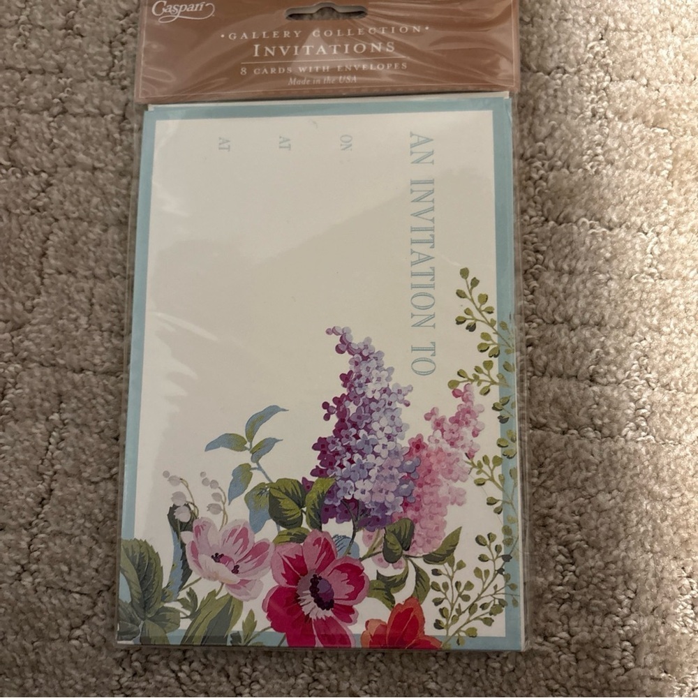 Caspari Gallery Collection Invitations 8 Cards With Envelopes Edwardian Garden